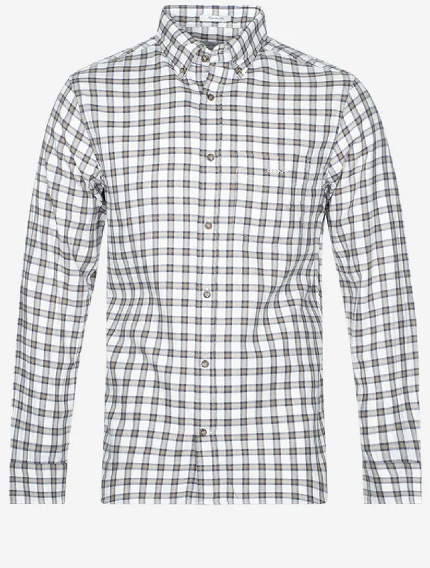 Regular Micro Tartan Flannel Shirt Cream Classic Men's Pin