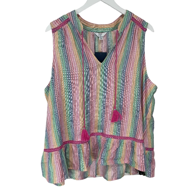Striped Pattern Top Sleeveless Crown And Ivy, Size Xxl Laid