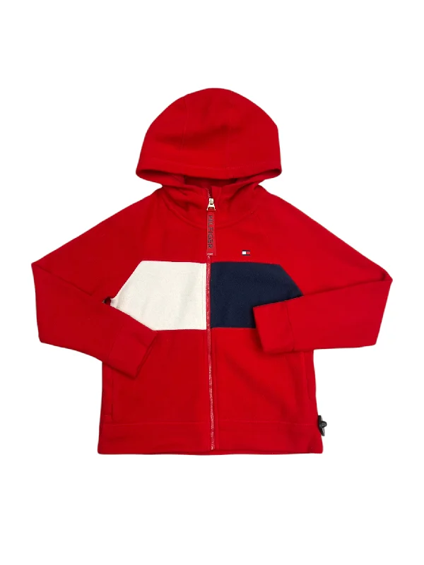 Sweatshirt Hoodie By Tommy Hilfiger In Red & White, Size: M