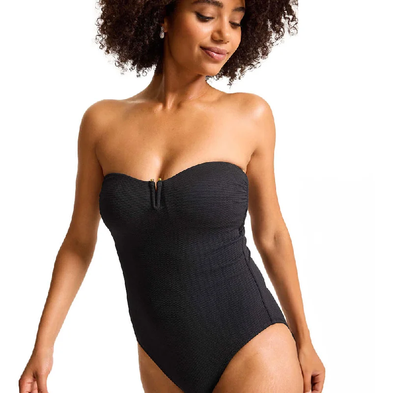 Tommy Bahama Womens Island Cays V Bandeau One Piece Swimsuit - Black* Youthful Men's Anime