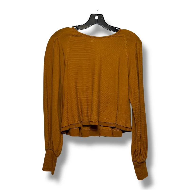 Top Long Sleeve By Free People In Tan, Size: Xs Laid