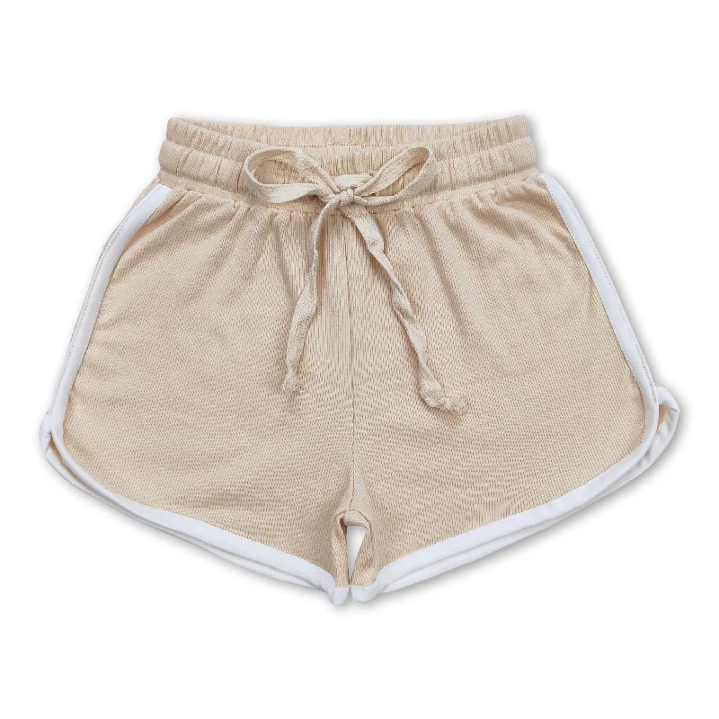 Beige cotton kids girls summer shorts