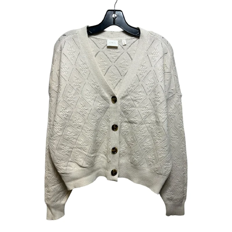 Sweater Cardigan By Cyrus Knits In Cream, Size: L Casual Men's Japanese 