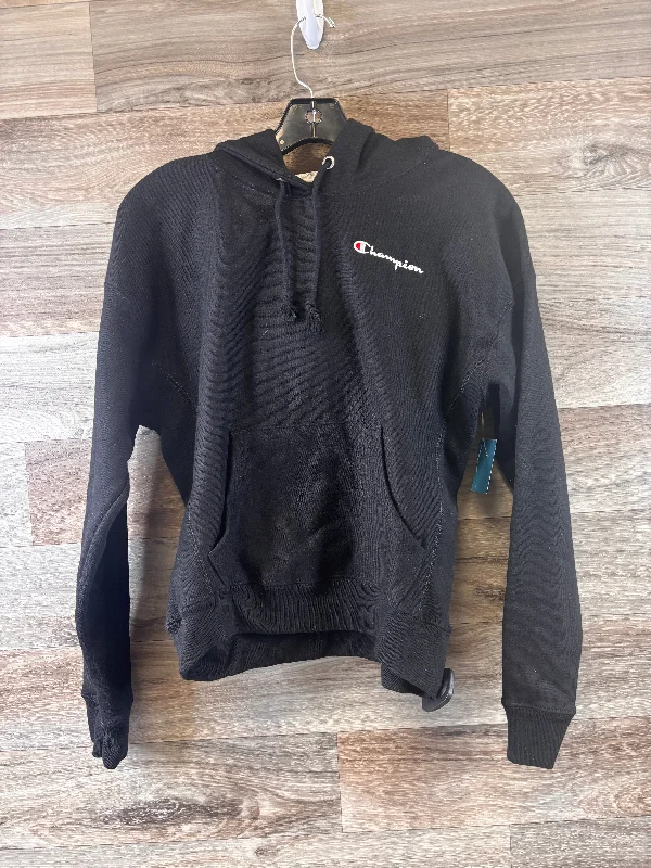 Athletic Sweatshirt Hoodie By Champion In Black, Size: S