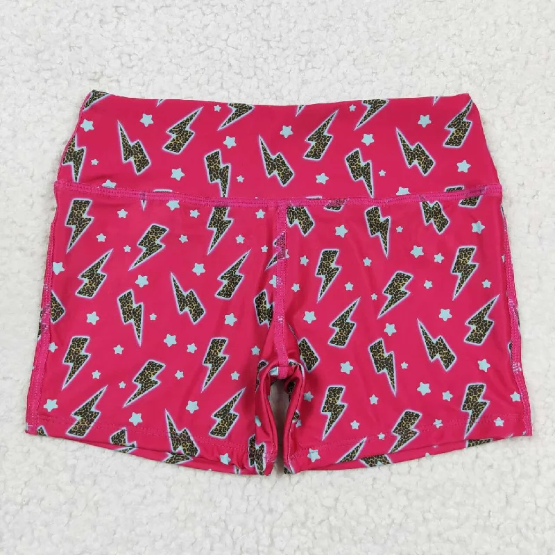 SS0216 Star Lightning rose red shorts high quality wholesale kids boutique clothing