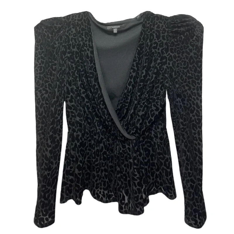 Devore Leopard Wrap Top By Karen Millen In Black, Size: 8 Youthful Men's Pop
