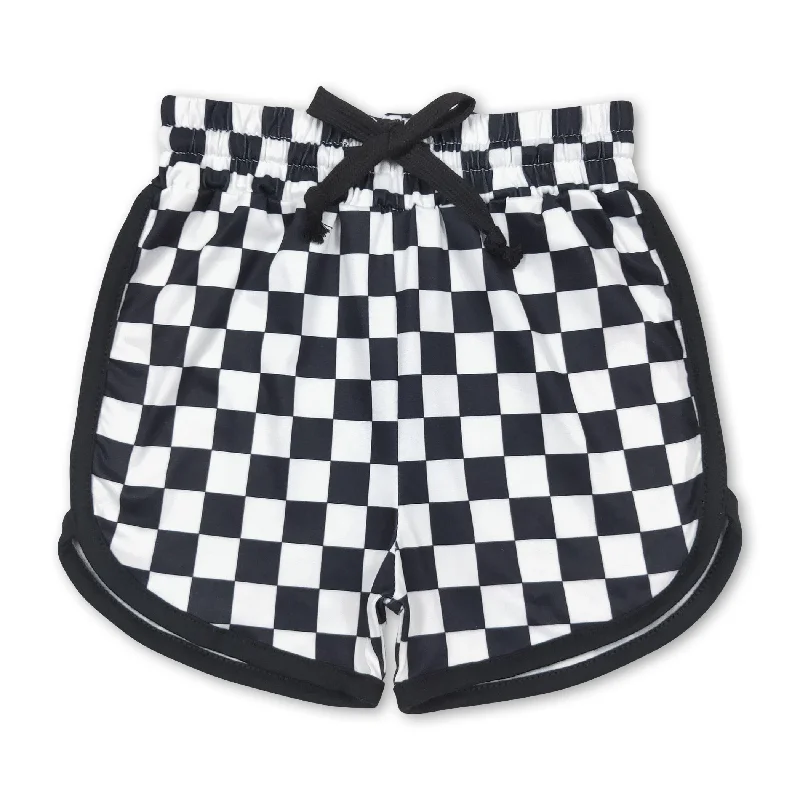 Black plaid baby girls summer shorts