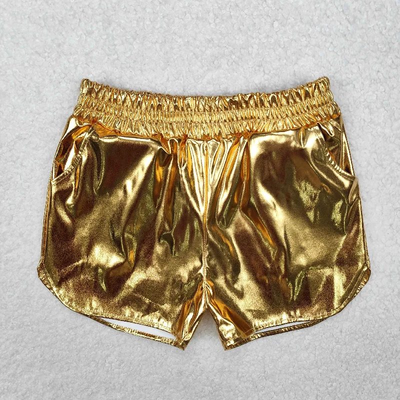 SS0417 Vintage  glittery golden Shorts boy boutique outfit RTS 202501