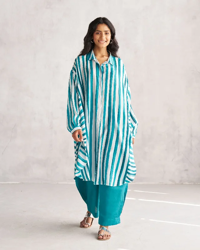Pepo Kurta - Teal & White Tssxnb Modern Men's 