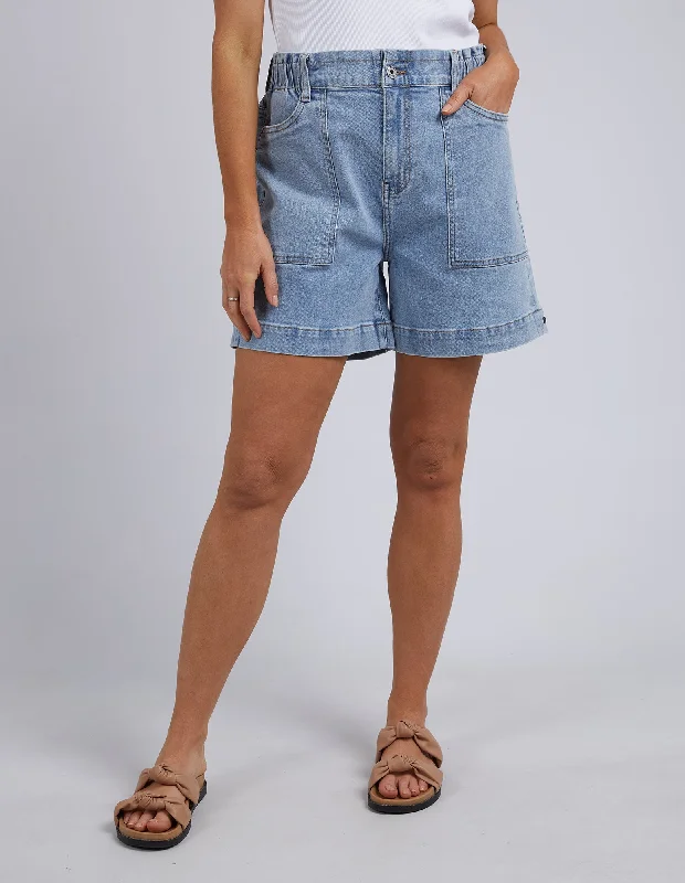 Elm Atlas Denim Short Mid Blue Wash Relaxed Men's Australian 