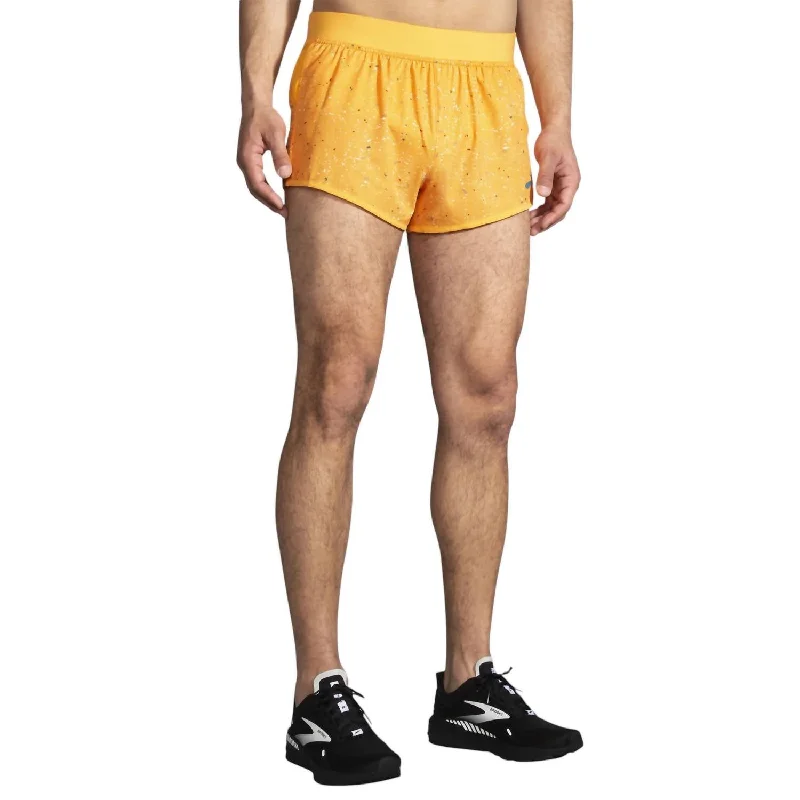 Men's Sherpa 3-Inch Split Short In Sun Glow/speckle Print Hip Men's Retro