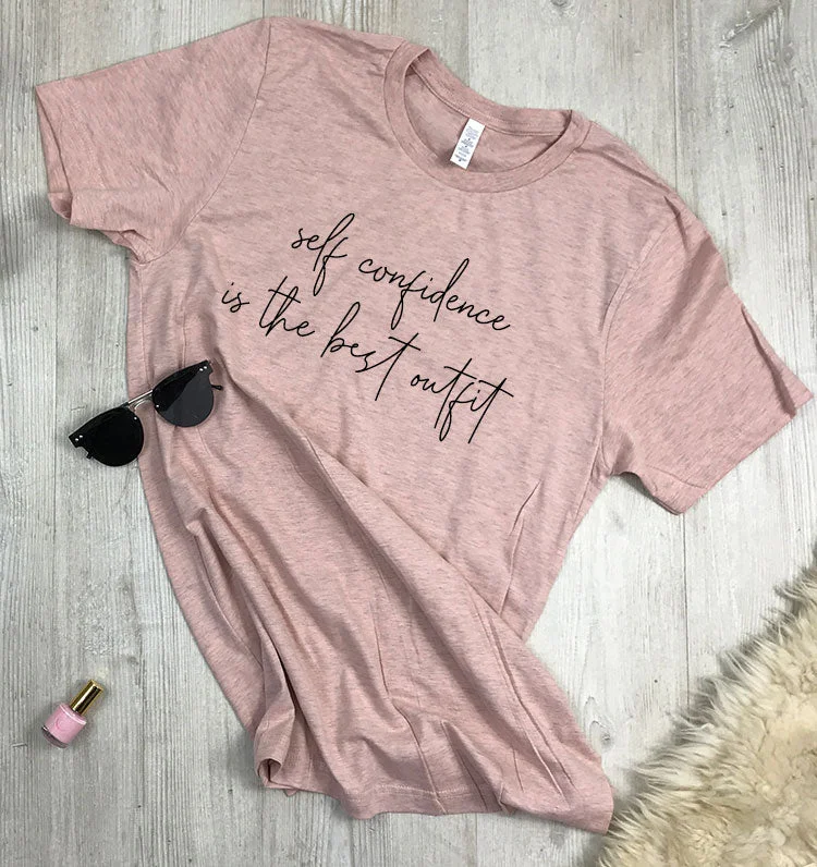 Self Confidence Best Outfit Tee - Heather Peach (MRK X)