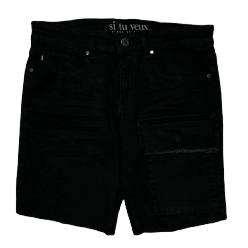 Men's Brutini Cargo Shorts In Jet Black Stylish Men's Neon