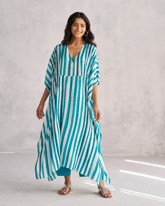 Celeste Kaftan - Teal & White Tssxnb Sporty Men's Athleisure 