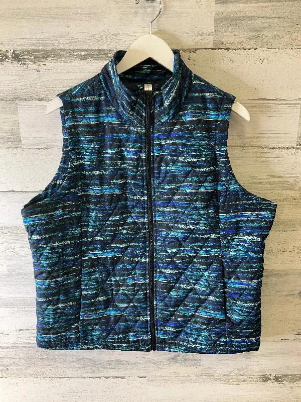 Vest Puffer & Quilted By Exertek In Blue & Green, Size: 1x