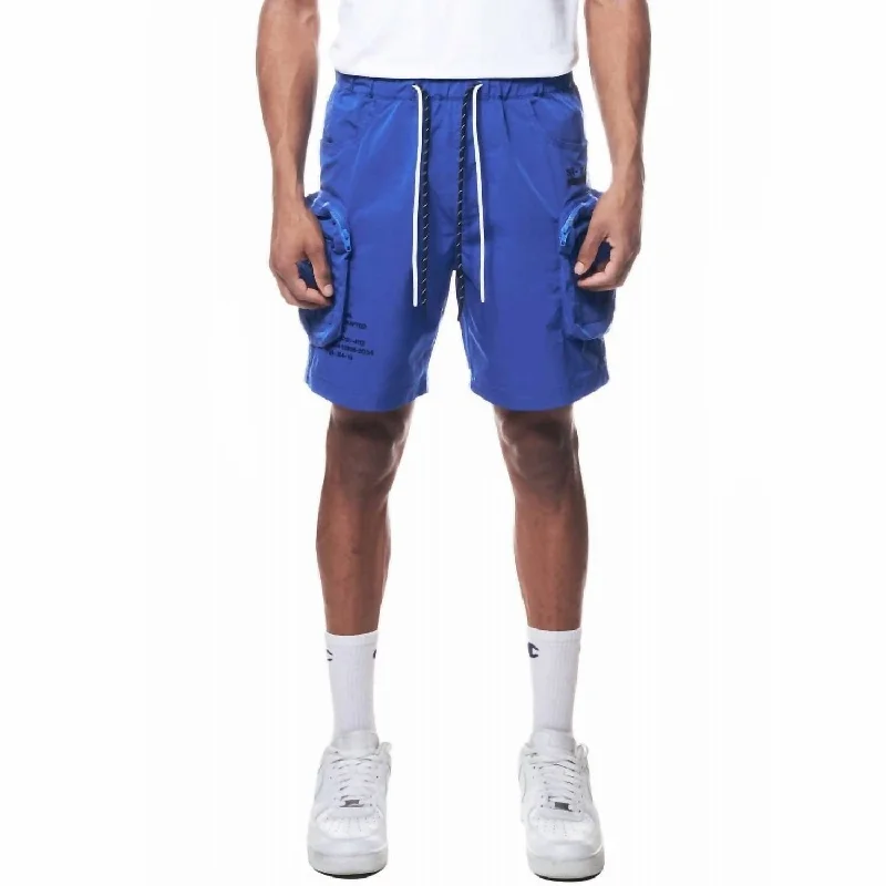 Printed Nylon Utility Short In Royal Modern Men's Geometric