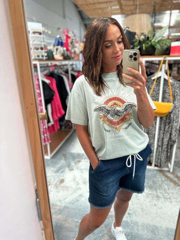 Shine On Label Ryan Elasticated Denim Short Blue Streetwear Style