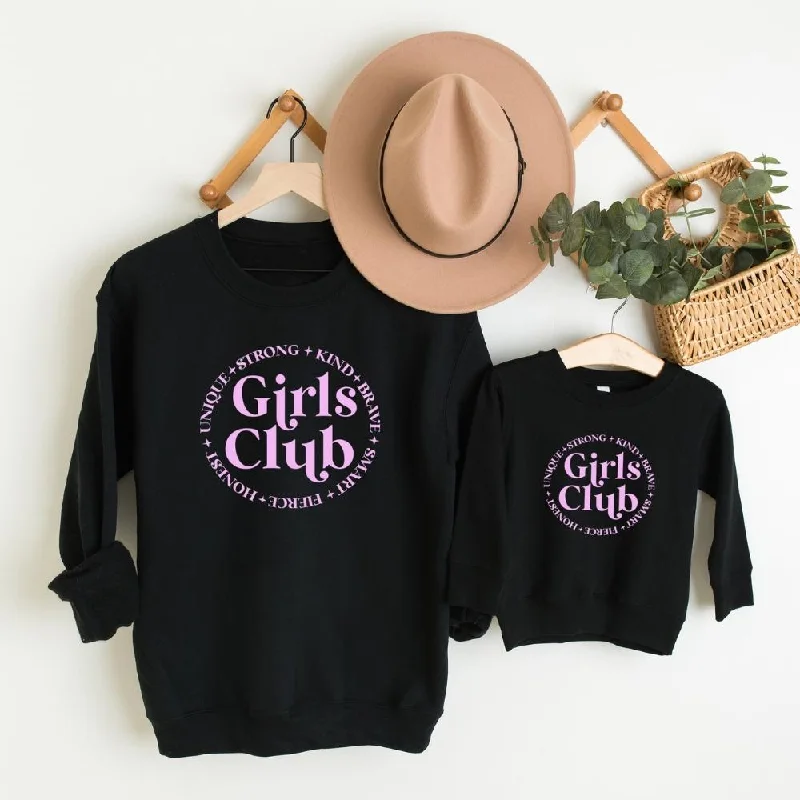 Girls Club Circle Matching Black Sweatshirts