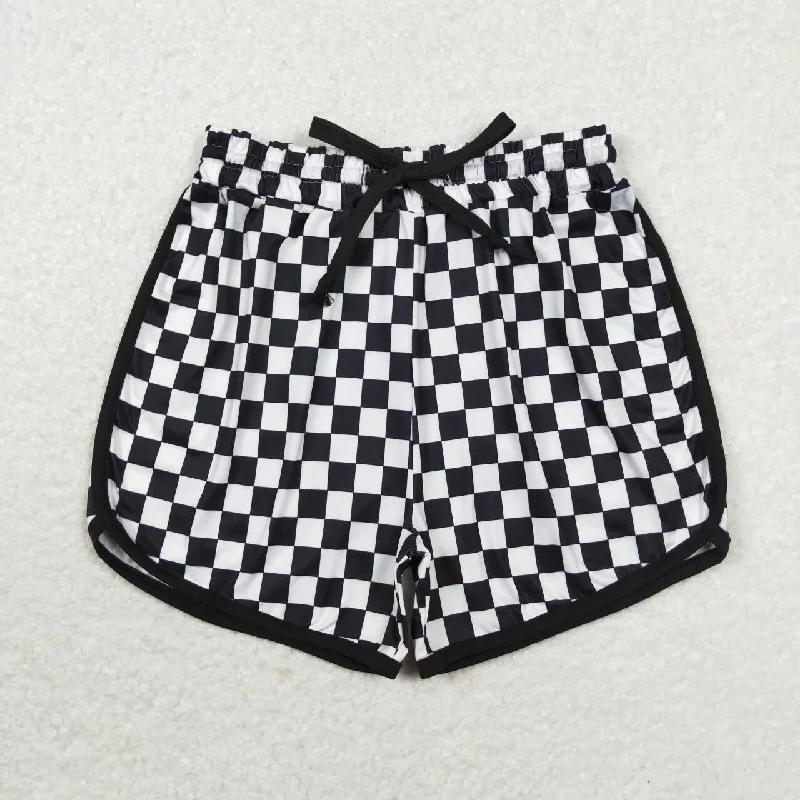 SS0279 Adult black and white plaid shorts high quality wholesale children clothing boy sets