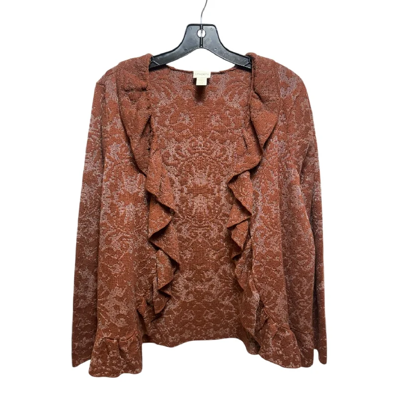 Sweater Cardigan By Chicos In Brown, Size: L Hip Men's Retro