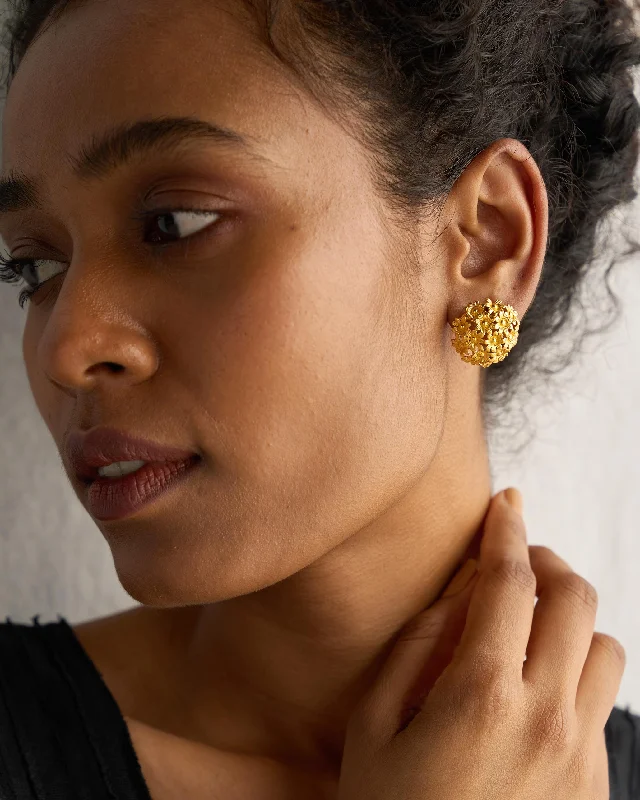 Rhododenron Earrings - Gold Polished Men's Satin
