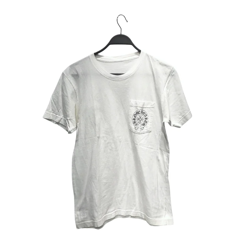CHROME HEARTS/T-Shirt/M/Cotton/WHT/Graphic/HORSESHOE POCKET (STAIN) Monochromatic All