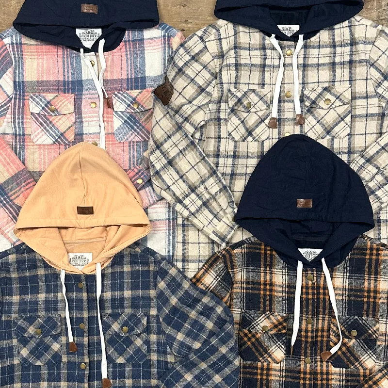 Hooded Flannel Shacket - Lined Modern Men's Geometric