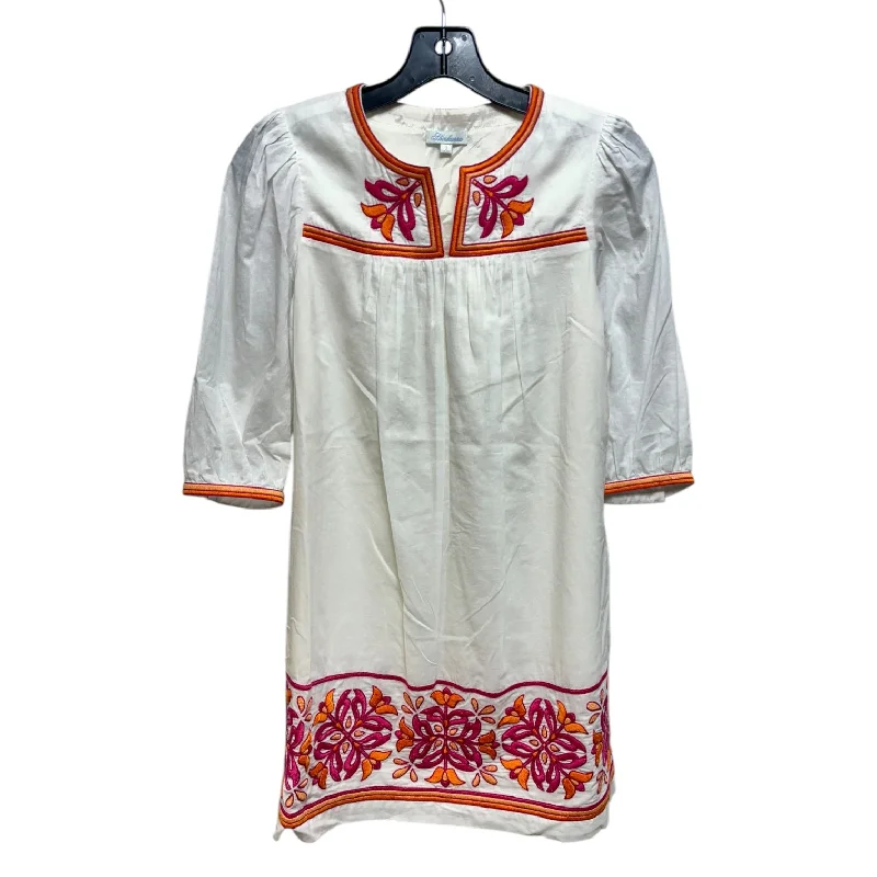 Embroidered Tunic 3/4 Sleeve By Shoshanna In White, Size: 2 Polished Men's Satin