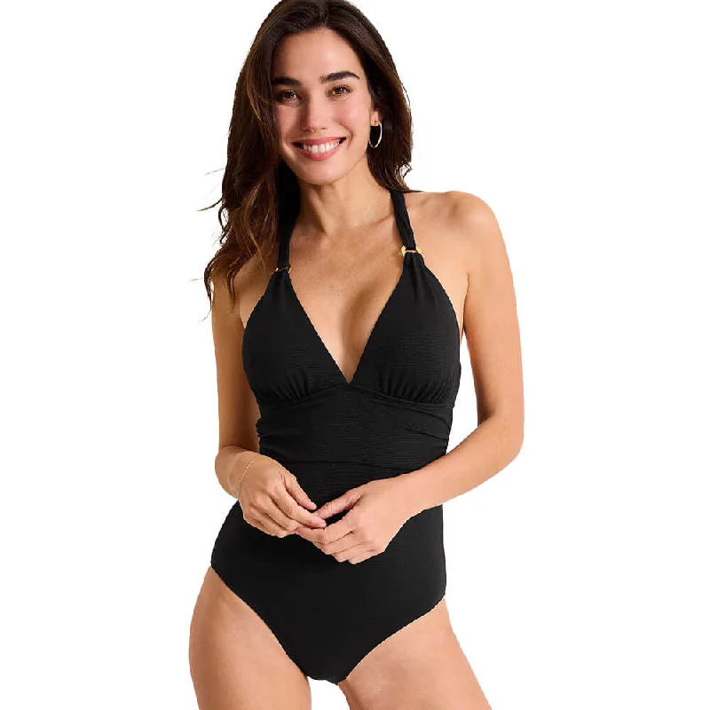 Tommy Bahama Womens Island Cays Gold Ring One Piece Swimsuit - Black Dynamic Men's Glow