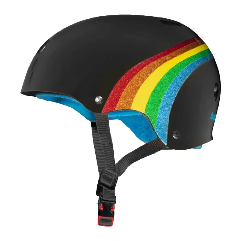 Triple 8 Certified Sweatsaver Skateboard Helmet - Black Rainbow Sparkle Sleek Men's Metallic