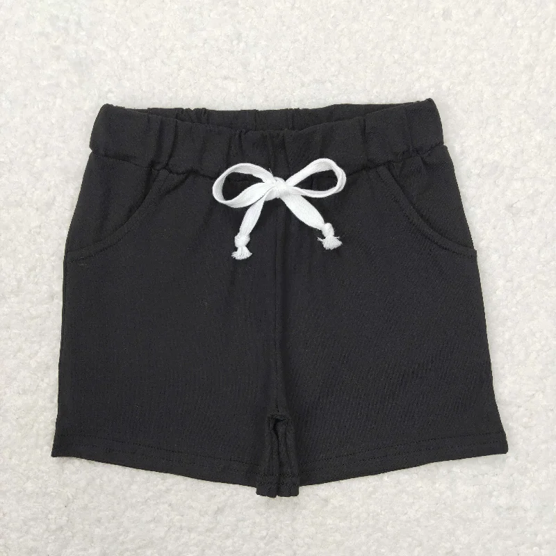 SS0137 Black drawstring boutique shorts Boy boutique summer outfit 202501 RTS