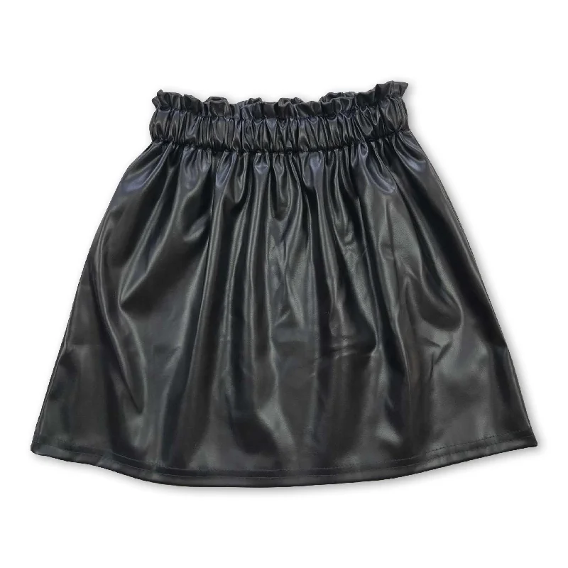 Black leather baby girls skirt