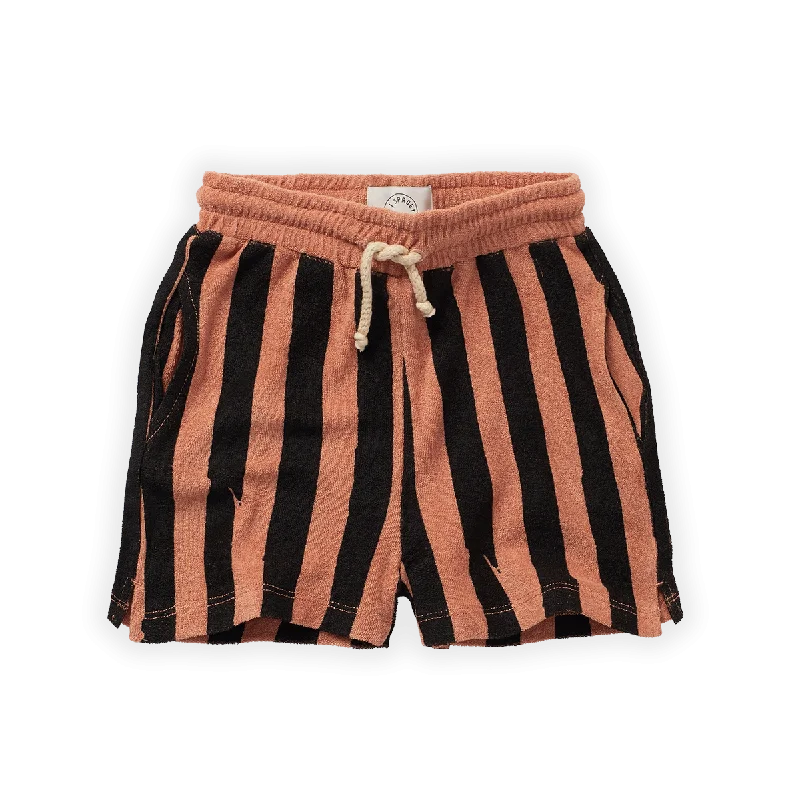 SPROET & SPROUT RUST AND BLACK STRIPED TERRY SHORTS [Final Sale] Modern Men's Geometric