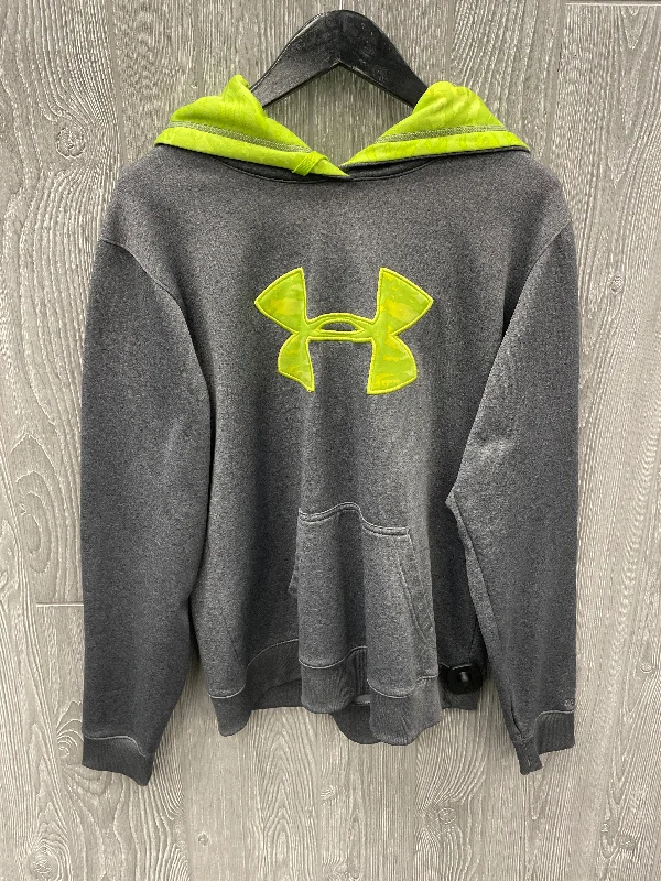 Athletic Sweatshirt Hoodie By Under Armour In Grey, Size: L