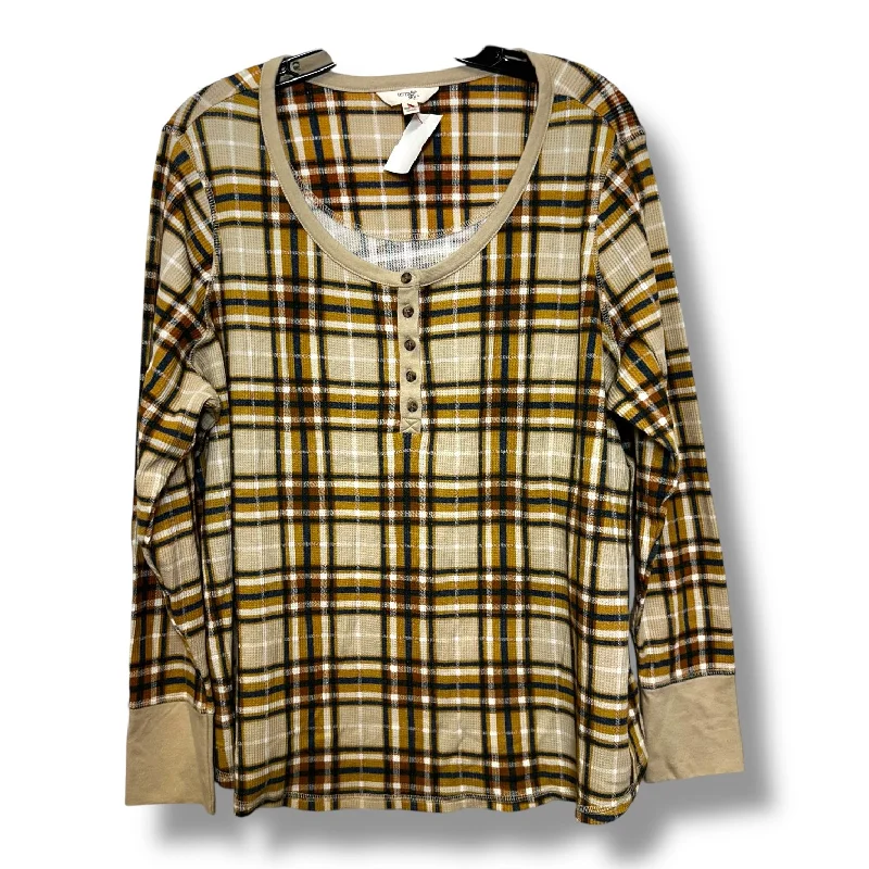 Top Long Sleeve Basic By Terra & Sky In Plaid Pattern, Size: 2x Youthful Men's Anime