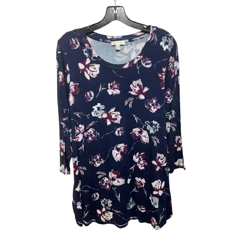 Top Long Sleeve By Lila Rose In Floral Print, Size: 1x Sleek Men's Metallic