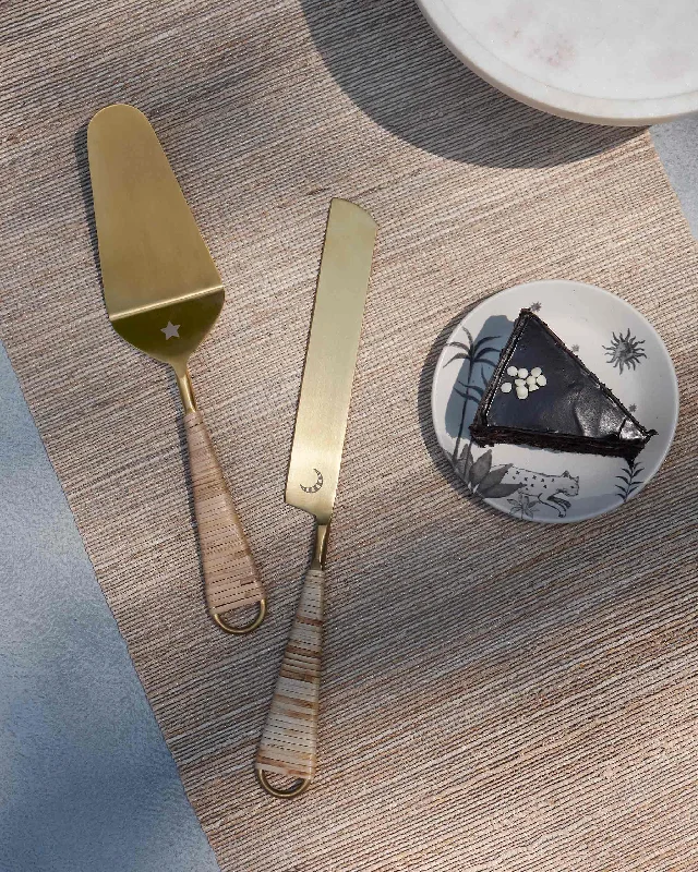 Rattan Cake Knife Server Practical Men's Quick