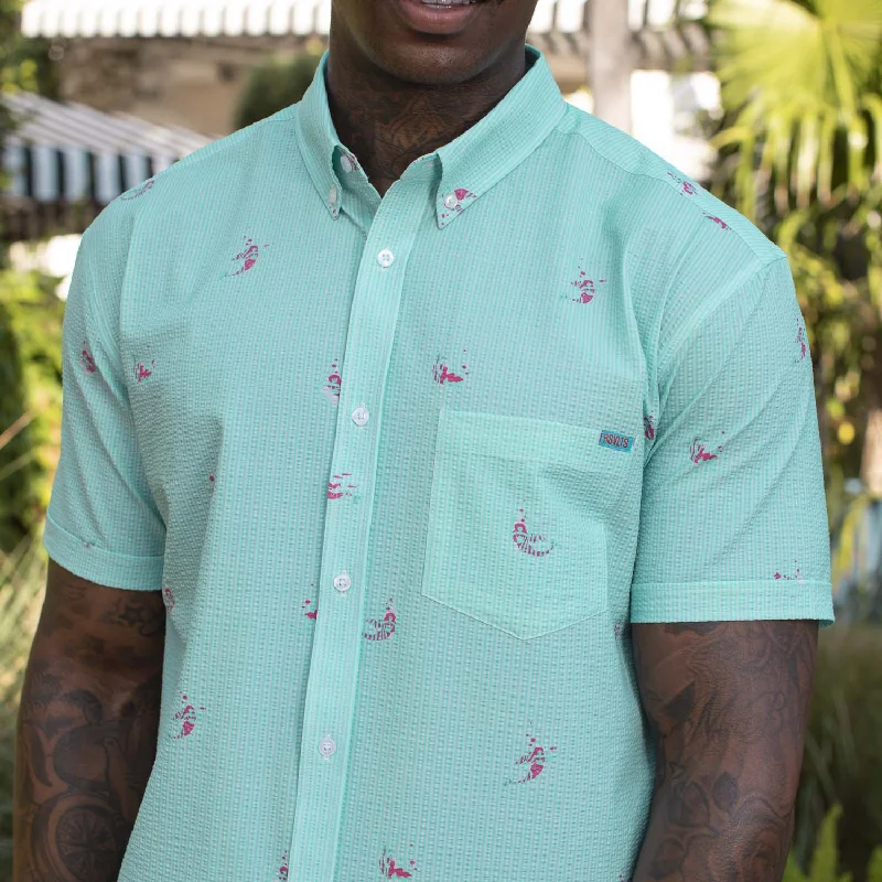 Mermaids – Stretch Seersucker Short Sleeve Shirt Luxurious Men's High
