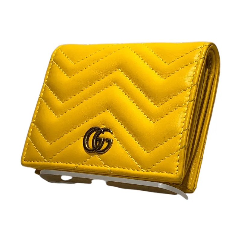 GUCCI/Bifold Wallet/Leather/YEL/Chevron Wallet Earthy Men's Sustainable 
