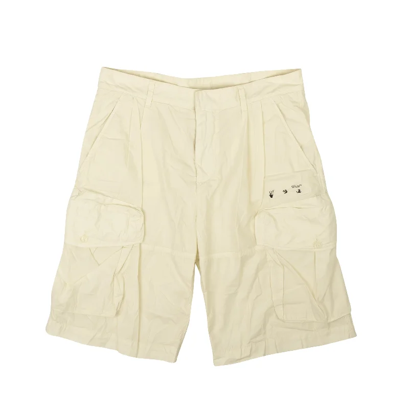 White OW Logo Utility Shorts Sleek Men's Contemporary 
