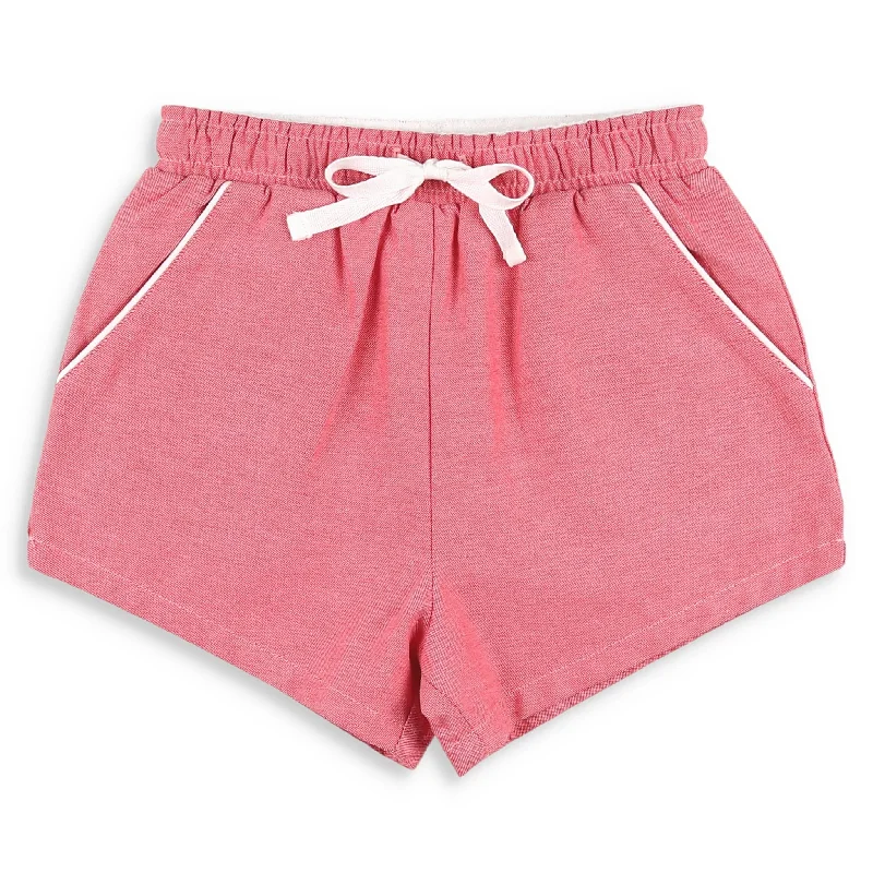 Boys Shrimp Shorts - Red Oxford Trendy Men's Oversized