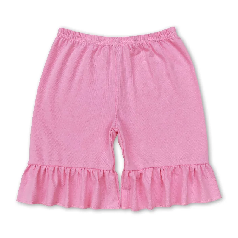 Pink ruffle cotton baby girls summer shorts