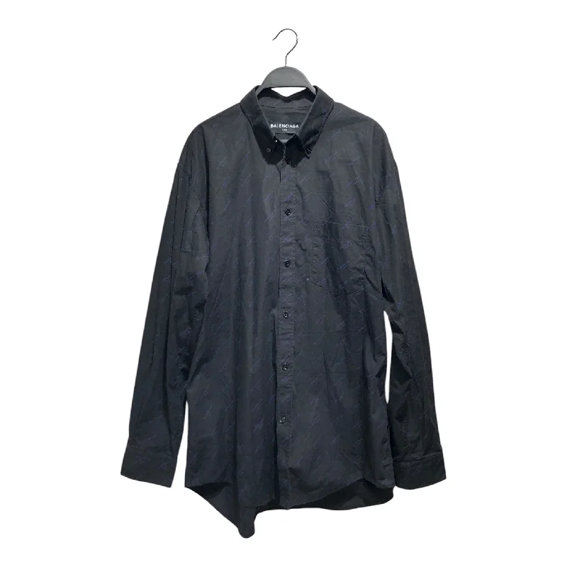 BALENCIAGA/LS Shirt/40/Cotton/BLK/All Over Print/ Sophisticated Men's French