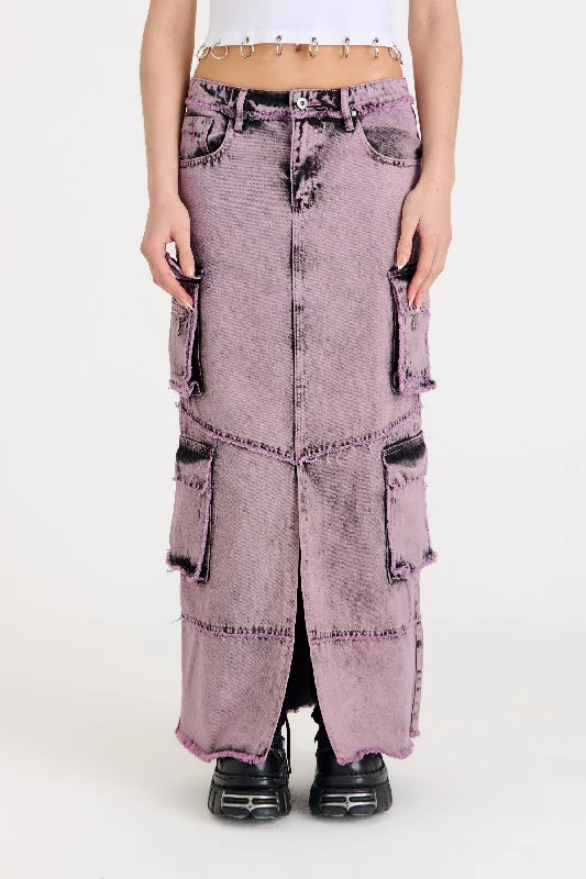 Vortex Denim Combat Maxi Skirt Monochromatic Office Style