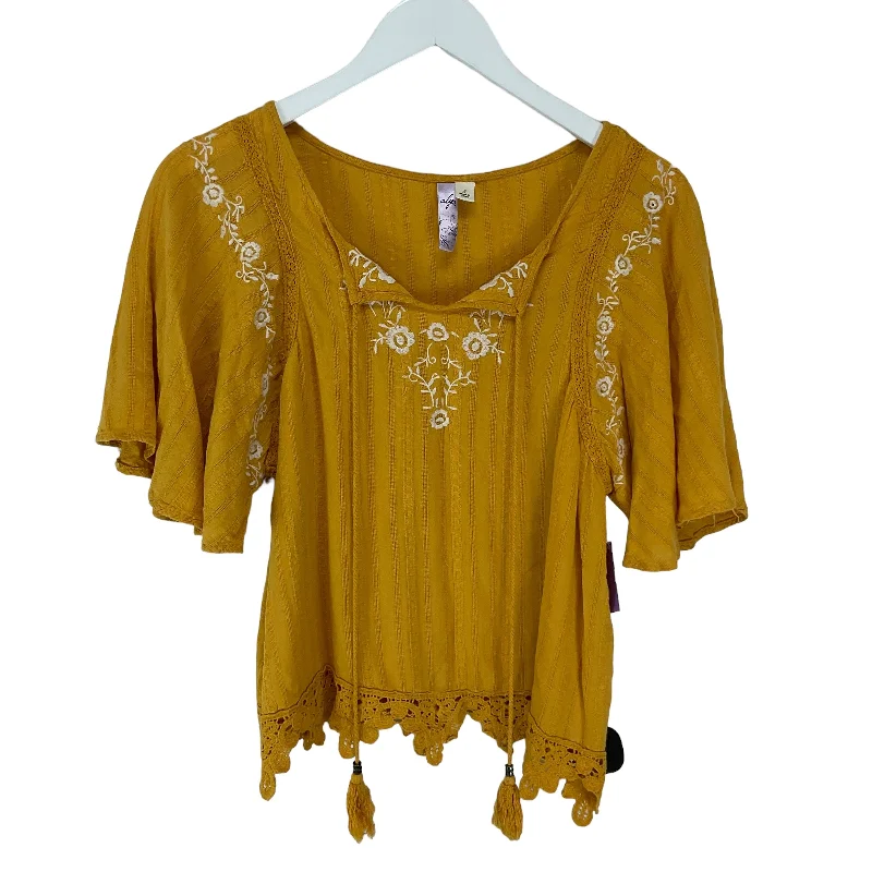 Yellow Top Short Sleeve Alya, Size S Hip Men's Retro