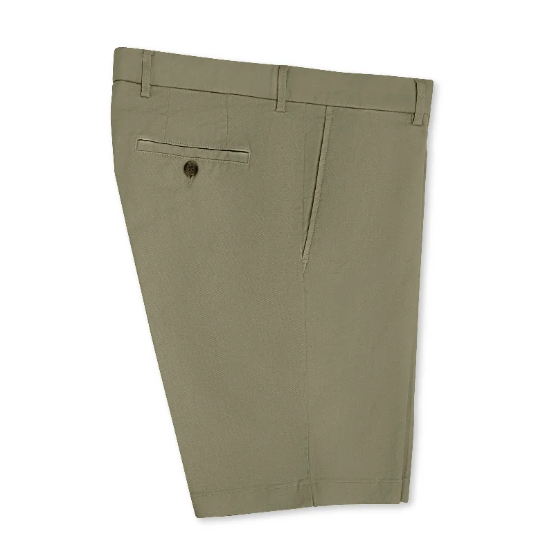 Cotton/Linen Stretch Short, Sage Refined Men's European