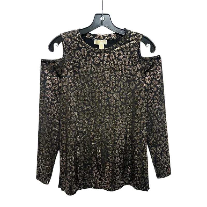 Metallic Top Long Sleeve By Michael By Michael Kors In Black & Gold, Size: S Modern Men's Tech