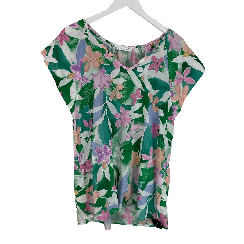 Floral Print Top Short Sleeve First Love, Size L Cclassic Men's Tweed