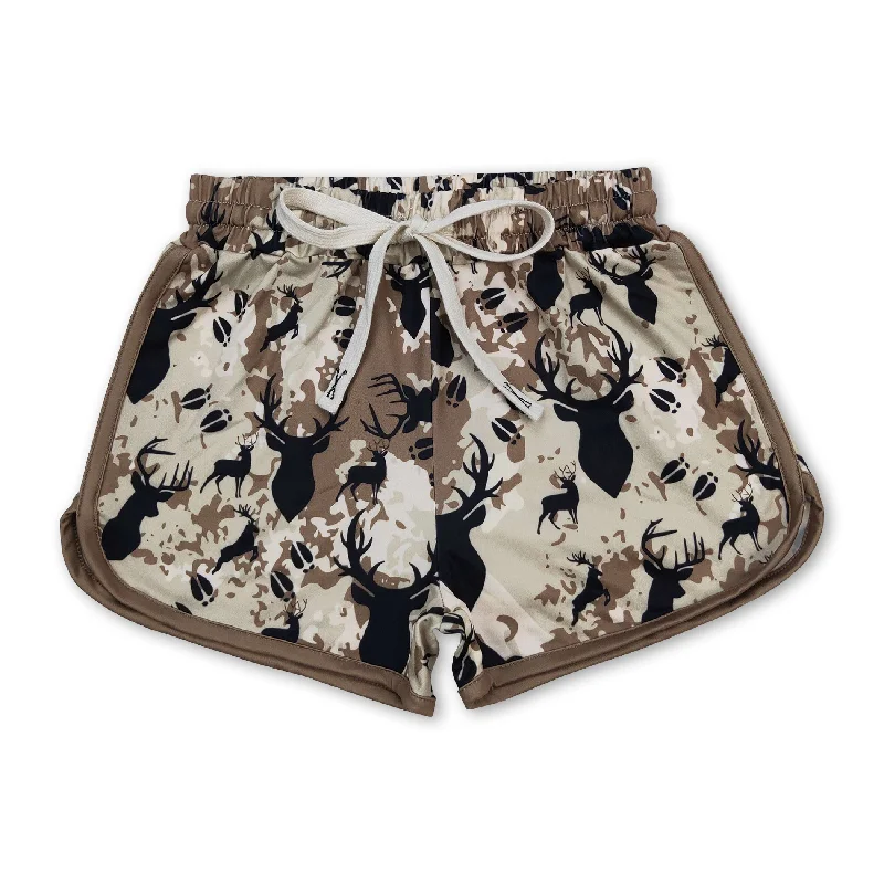 Olive deer camo baby girls summer shorts