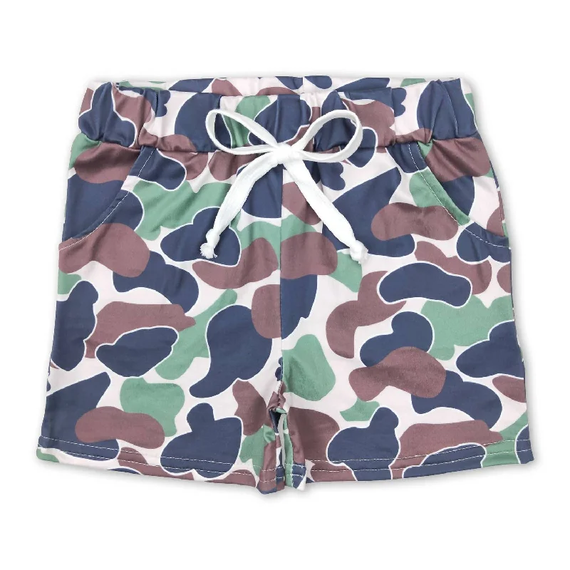 Kid's Pockets Summer Shorts In Camo Print Sporty Men's Tennis
